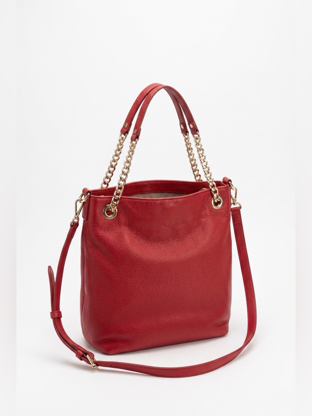 Michael Kors Red Pebbled Leather Convertible Chain Tote/Crossbody 🌟